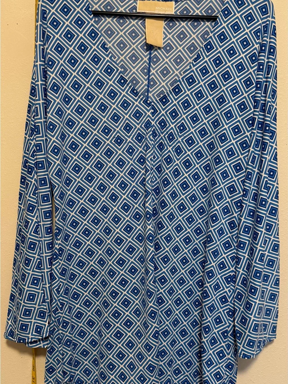 MICHAEL Michael Kors Blue Geometric Print Tunic Top Blouse Size M